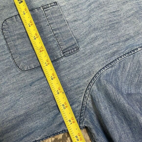 Frank & Oak Men’s Blue 100% Cotton Pullover 1/4 Zip Denim Shirt (Size: Large) - Picture 9 of 13